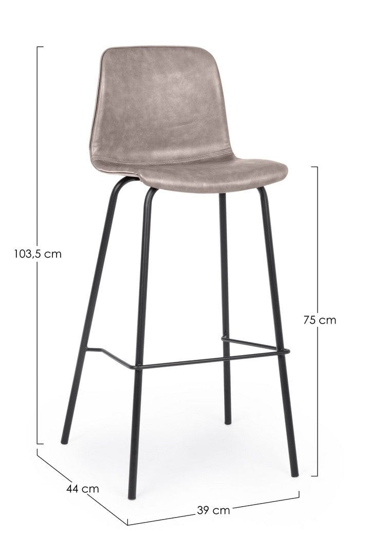 Set 2 scaune de bar tapitate cu piele ecologica si picioare metalice Kyra Bej / Negru, l39xA44xH103,5 cm (3)