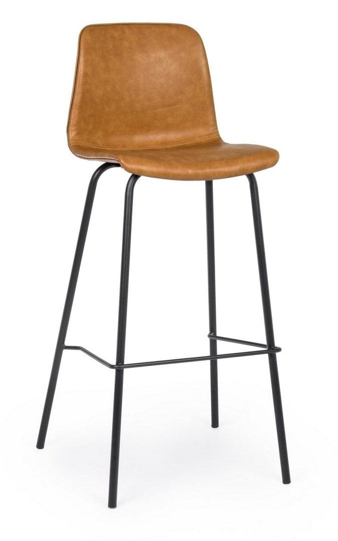 Set 2 scaune de bar tapitate cu piele ecologica si picioare metalice Kyra Maro / Negru, l39xA44xH103,5 cm (1)