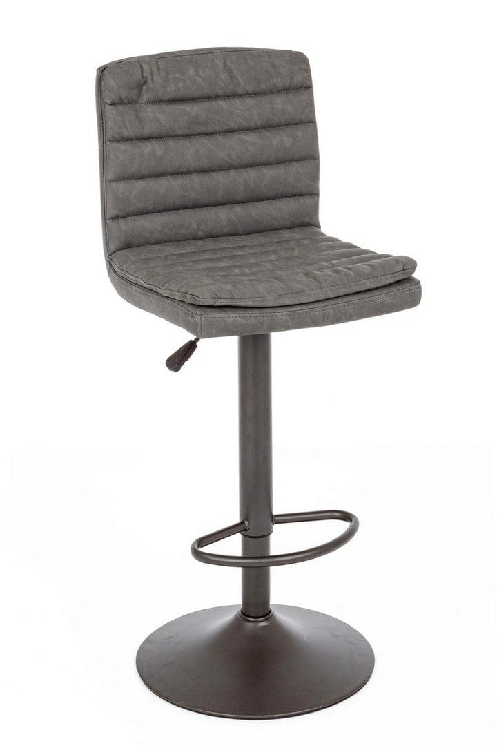 Set 2 scaune de bar tapitate cu piele ecologica si picior metalic Connor Gri Inchis, l41xA50xH94,5-115,5 cm (1)