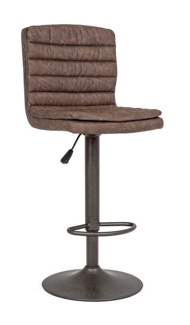 Set 2 scaune de bar tapitate cu piele ecologica si picior metalic Connor Maro / Gri, l41xA50xH94,5-115,5 cm (1)