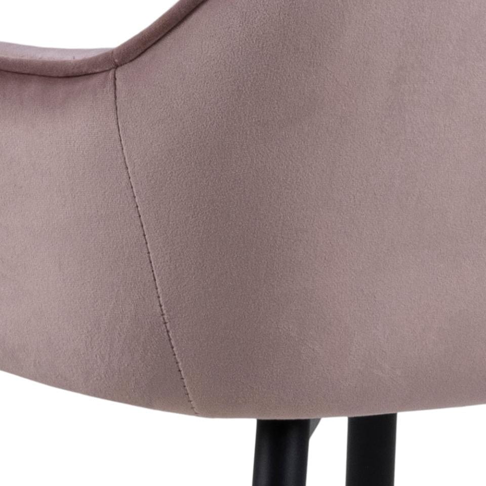 Set 2 scaune de bar tapitate cu stofa si picioare metalice, Brooke Velvet Roz deschis / Negru, l52xA53xH104 cm (7)