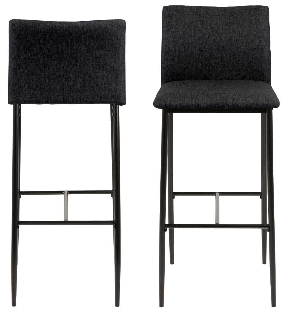 Set 2 scaune de bar tapitate cu stofa si picioare metalice Demina Gri inchis / Negru, l41,5xA50xH100,5 cm (3)