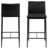 Set 2 scaune de bar tapitate cu stofa si picioare metalice Demina Small Gri inchis / Negru, l41,5xA48,5xH90,5 cm (2)