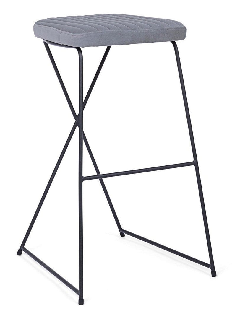 Set 2 scaune de bar tapitate cu stofa si picioare metalice Kinsley Velvet Gri / Negru, l40xA46xH76 cm (1)
