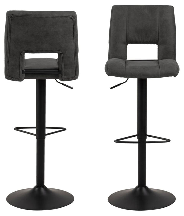Set 2 scaune de bar tapitate cu stofa si picior metalic Sylvia Antracit / Negru, l41,5xA52xH115 cm (5)