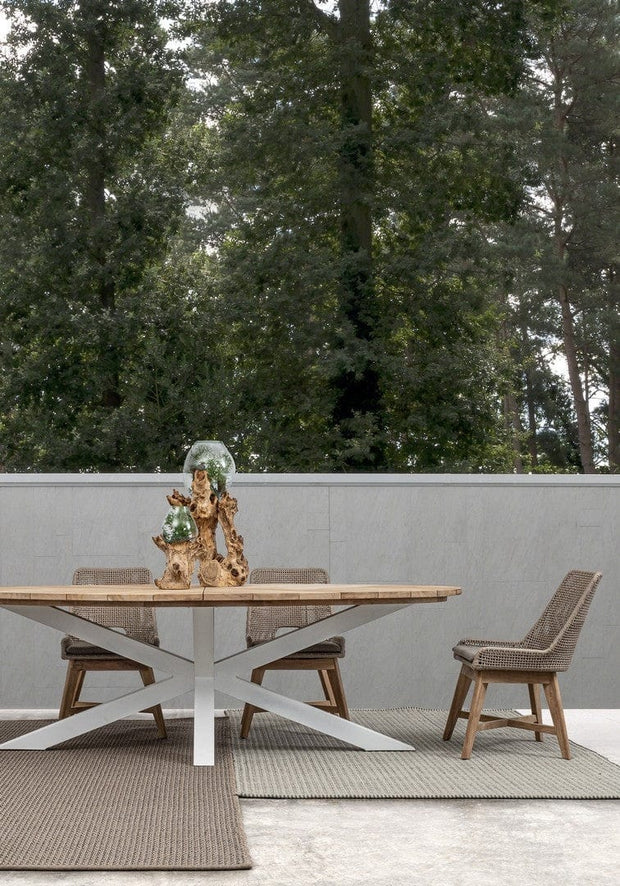 Set 2 scaune de terasa din metal si lemn de tec, Hesperia Grej / Natural, l50xA68xH86 cm (2)