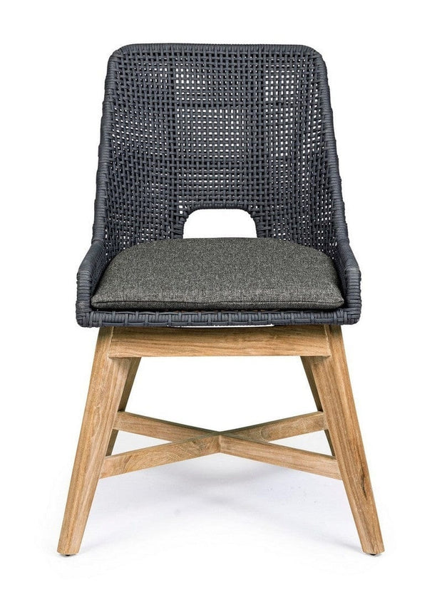 Set 2 scaune de terasa din metal si lemn de tec, Hesperia Gri / Natural, l50xA68xH86 cm (7)