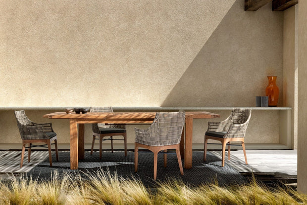 Set 2 scaune de terasa din metal si lemn de tec, Keilani Gri / Natural, l60xA58,5xH85 cm (2)