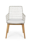 Set 2 scaune de terasa din metal si lemn de tec, Mauren Alb / Natural, l56xA59xH85,5 cm (6)