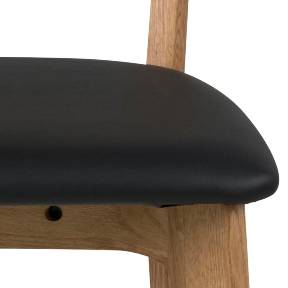 Set 2 scaune din lemn tapitate cu piele ecologica Taxi Negru / Stejar, l45xA49xH84 cm (4)