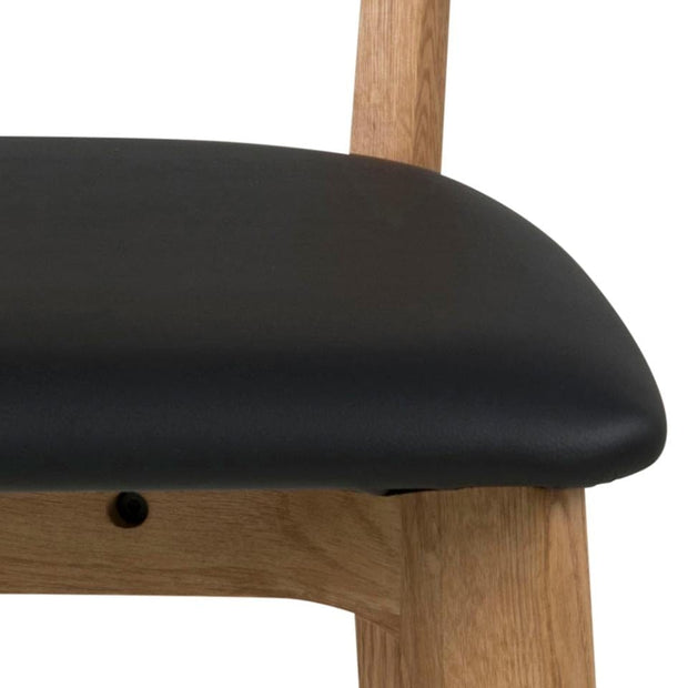 Set 2 scaune din lemn tapitate cu piele ecologica Taxi Negru / Stejar, l45xA49xH84 cm (4)