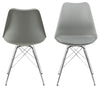 Set 4 scaune din plastic, sezut tapitat cu piele ecologica si picioare metalice Eris Gri / Crom, l48,5xA54xH85,5 cm (2)