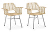 Set 2 scaune din ratan, cu picioare metalice Tunas Natural / Negru, l66xA58,5xH83 cm