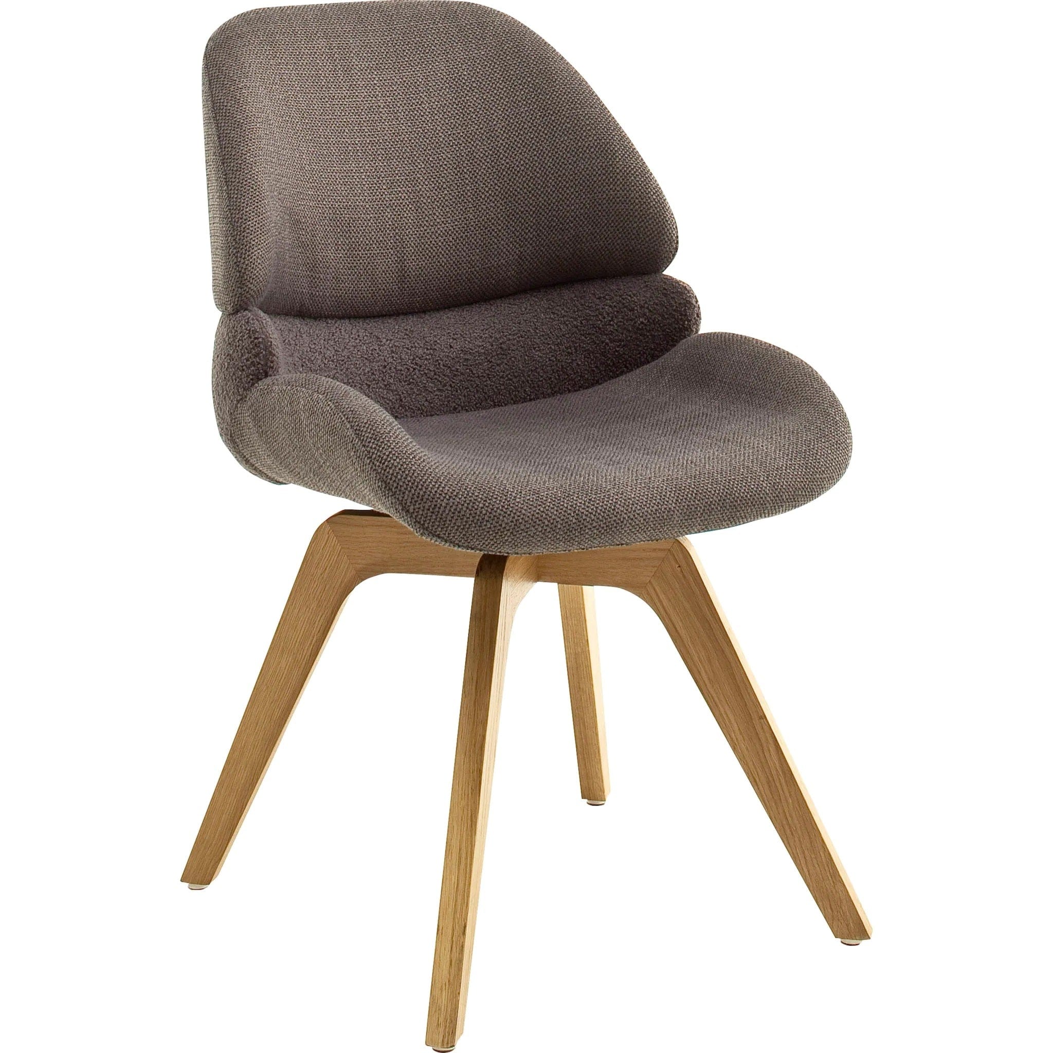 Set 2 scaune rotative tapitate cu stofa si picioare din lemn, Henderson Cappuccino / Stejar, l52xA65xH85 cm (2)