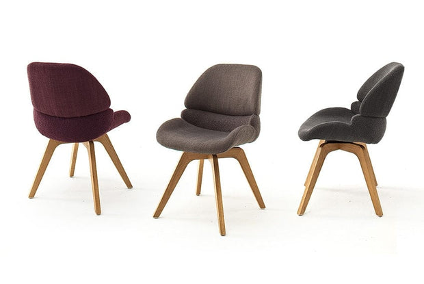 Set 2 scaune rotative tapitate cu stofa si picioare din lemn, Henderson Cappuccino / Stejar, l52xA65xH85 cm (10)