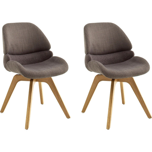 Set 2 scaune rotative tapitate cu stofa si picioare din lemn, Henderson Cappuccino / Stejar, l52xA65xH85 cm