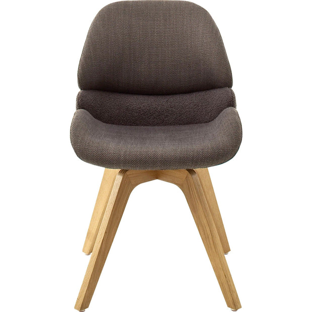 Set 2 scaune rotative tapitate cu stofa si picioare din lemn, Henderson Cappuccino / Stejar, l52xA65xH85 cm (3)