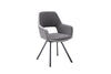 Set 2 scaune rotative tapitate cu stofa si picioare metalice, Bayoe Plus Gri / Negru, l58xA60xH90 cm (1)