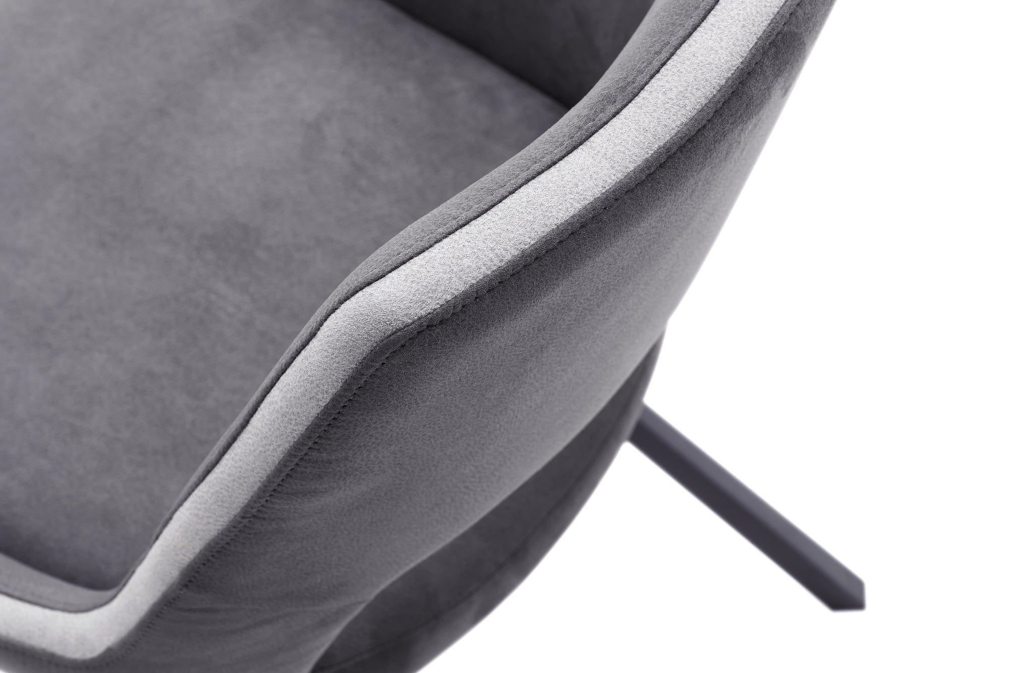 Set 2 scaune rotative tapitate cu stofa si picioare metalice, Bayoe Plus Gri / Negru, l58xA60xH90 cm (4)