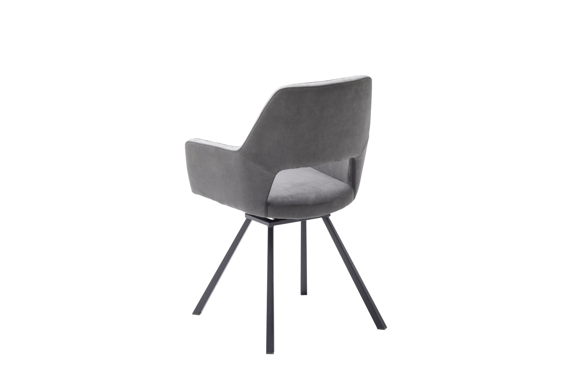 Set 2 scaune rotative tapitate cu stofa si picioare metalice, Bayoe Plus Gri / Negru, l58xA60xH90 cm (2)