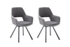 Set 2 scaune rotative tapitate cu stofa si picioare metalice, Bayoe Plus Gri / Negru, l58xA60xH90 cm