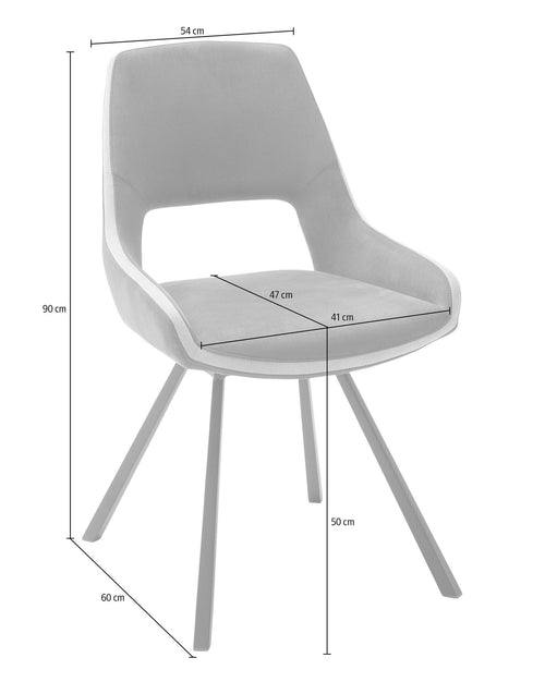 Set 2 scaune rotative tapitate cu stofa si picioare metalice, Bayoe Cappuccino / Negru, l54xA60xH90 cm (1)