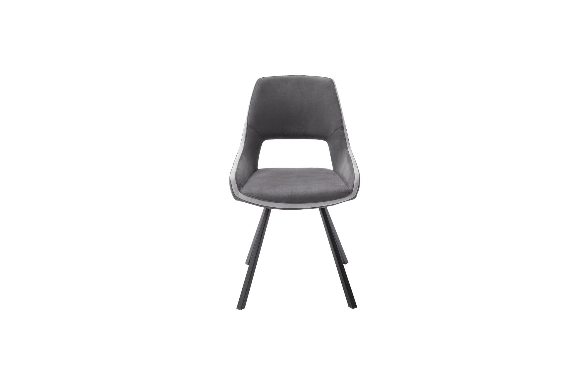 Set 2 scaune rotative tapitate cu stofa si picioare metalice, Bayoe Gri / Negru, l54xA60xH90 cm (3)