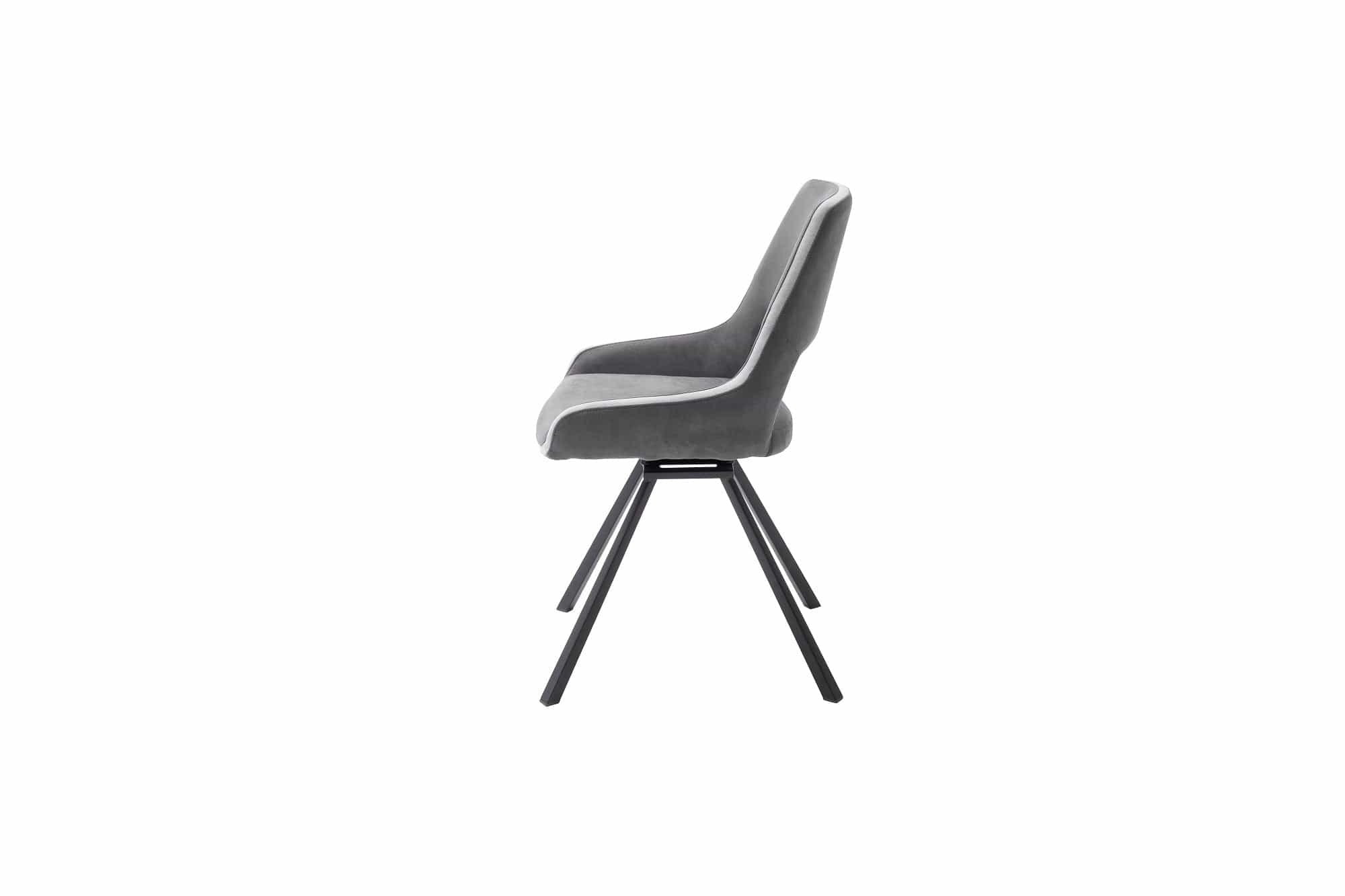 Set 2 scaune rotative tapitate cu stofa si picioare metalice, Bayoe Gri / Negru, l54xA60xH90 cm (2)