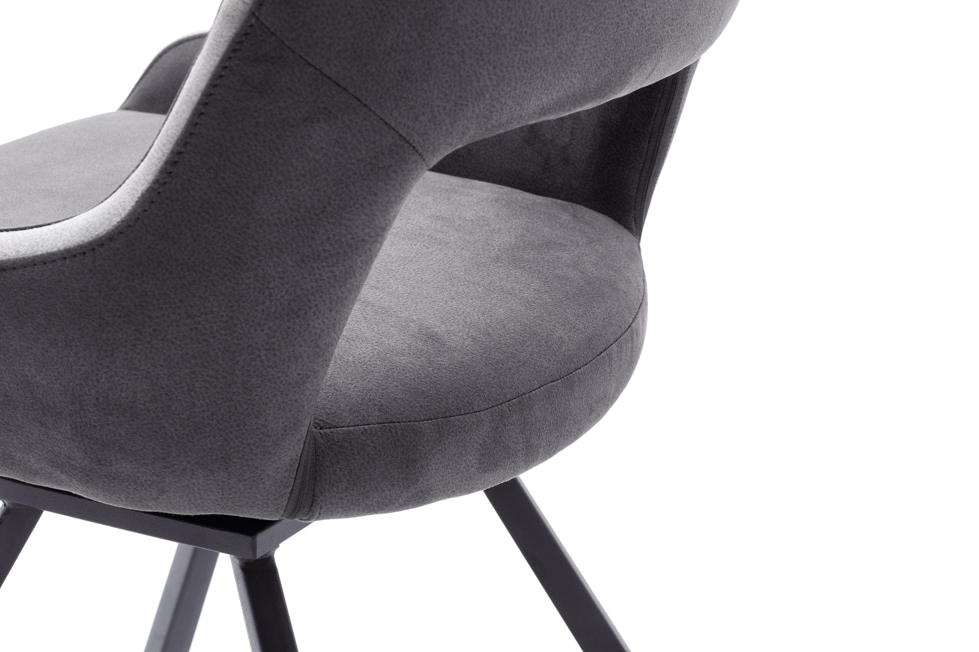 Set 2 scaune rotative tapitate cu stofa si picioare metalice, Bayoe Gri / Negru, l54xA60xH90 cm (4)