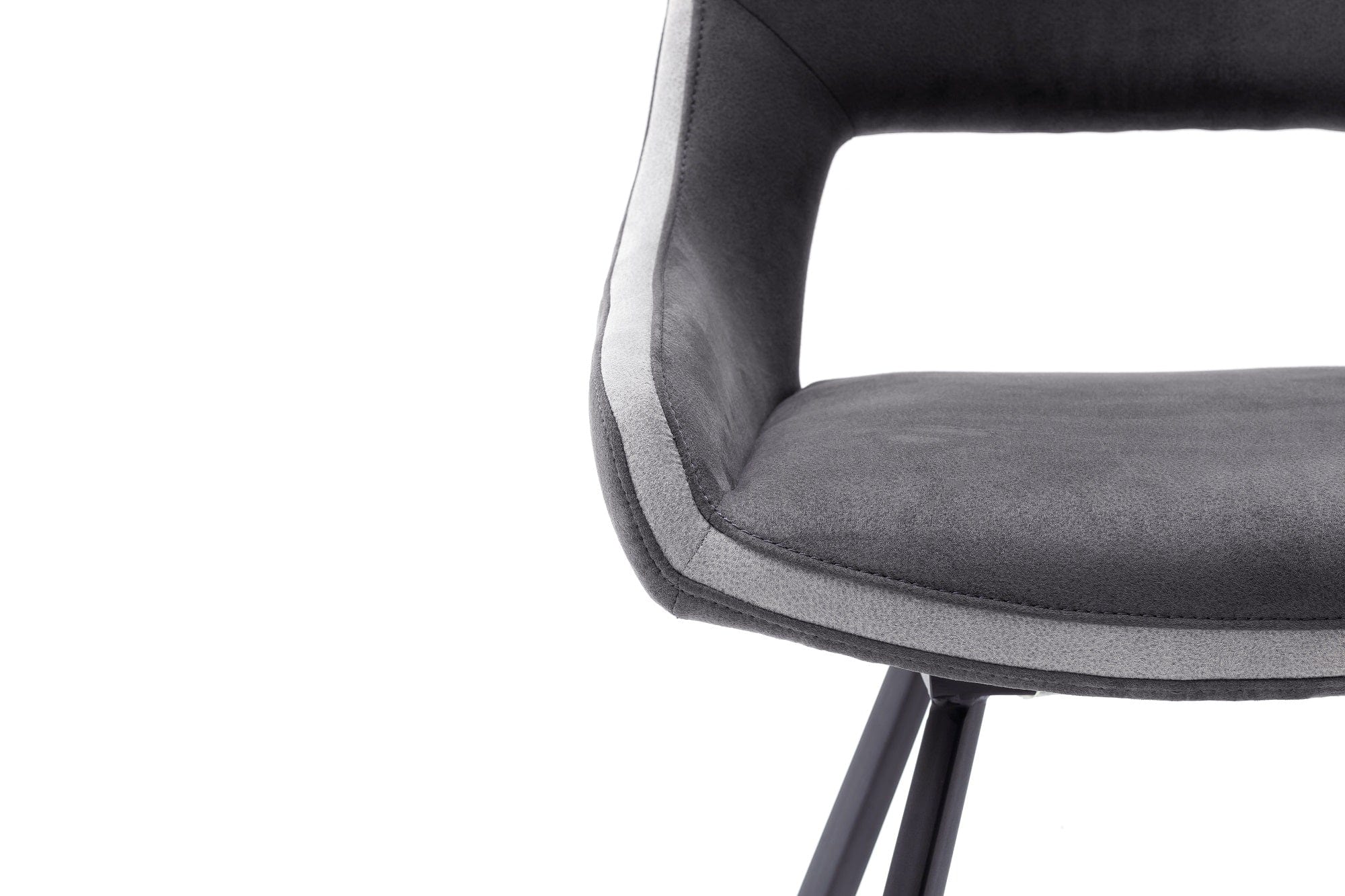 Set 2 scaune rotative tapitate cu stofa si picioare metalice, Bayoe Gri / Negru, l54xA60xH90 cm (5)