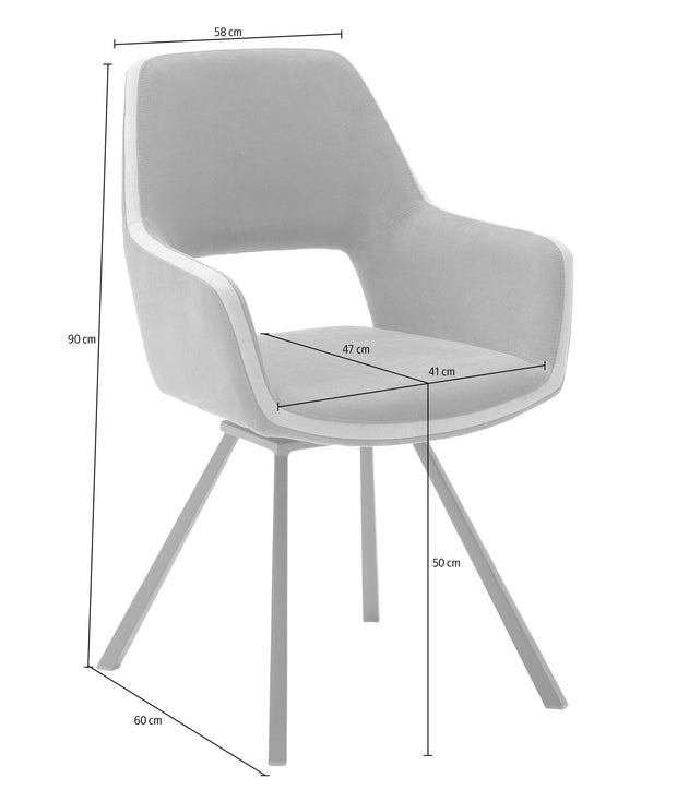 Set 2 scaune rotative tapitate cu stofa si picioare metalice, Bayoe Plus Gri / Negru, l58xA60xH90 cm (7)