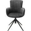 Set 2 scaune rotative tapitate cu stofa si picioare metalice, Denia Antracit / Negru, l60xA64x87 cm (3)