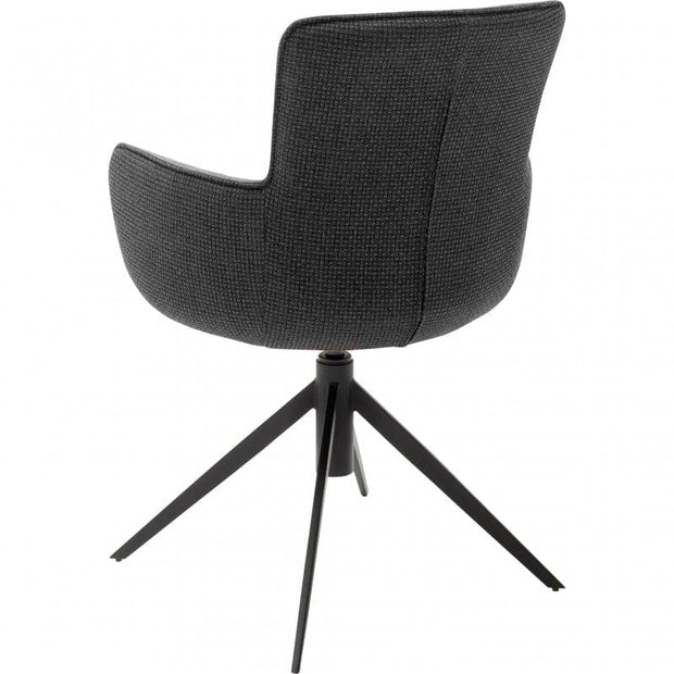 Set 2 scaune rotative tapitate cu stofa si picioare metalice, Denia Antracit / Negru, l60xA64x87 cm (4)
