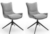 Set 2 scaune rotative tapitate cu stofa si picioare metalice, Kitami Gri / Negru, l57xA66xH89 cm