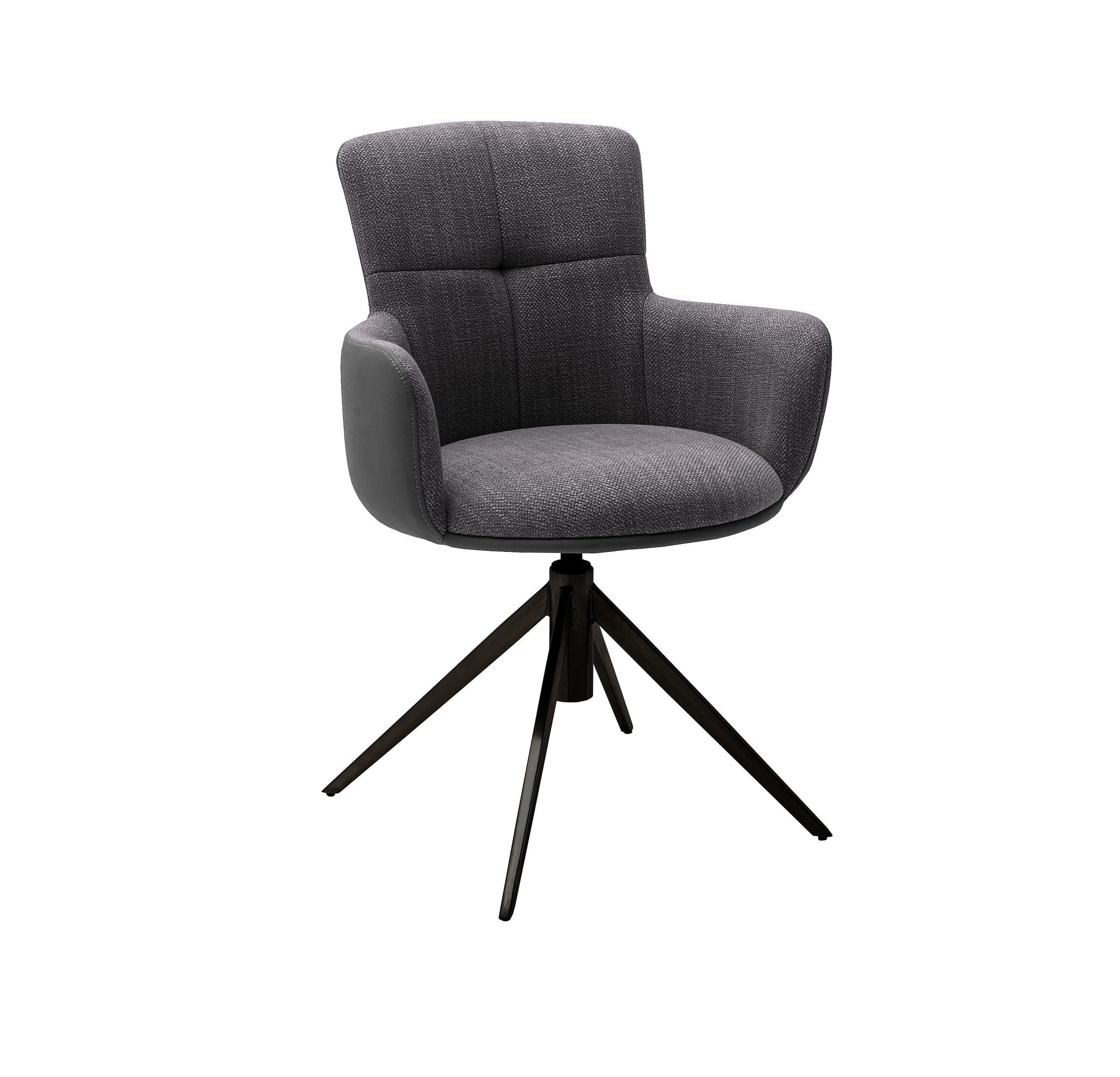 Set 2 scaune rotative tapitate cu stofa si picioare metalice, Mecana Antracit / Negru, l60xA64x87 cm (1)