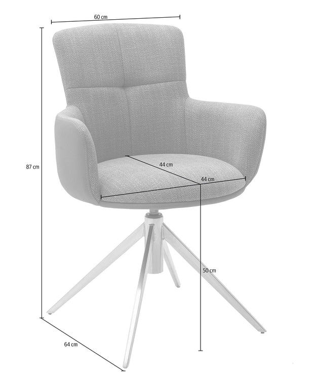 Set 2 scaune rotative tapitate cu stofa si picioare metalice, Mecana Burgundy / Crom, l60xA64x87 cm (2)