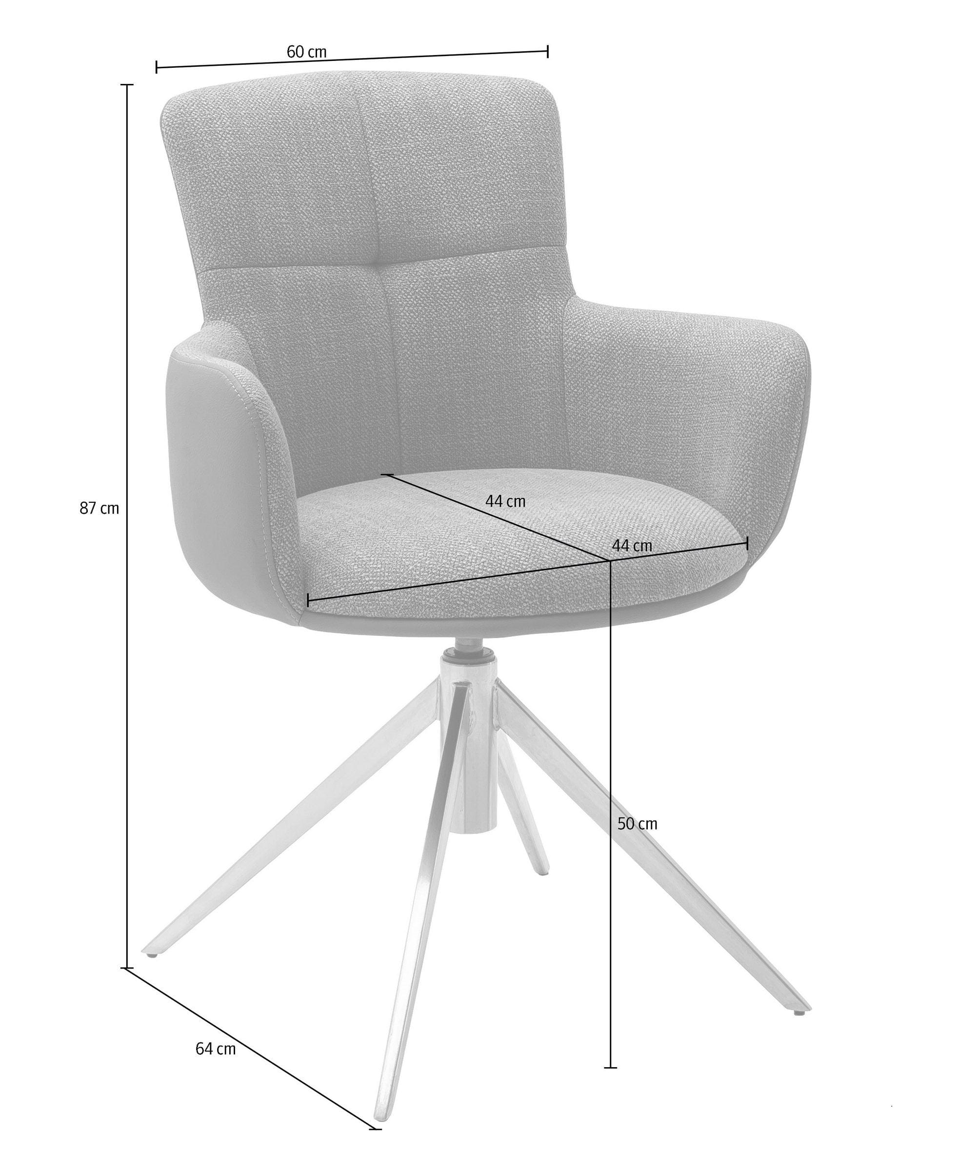 Set 2 scaune rotative tapitate cu stofa si picioare metalice, Mecana Antracit / Crom, l60xA64x87 cm (3)
