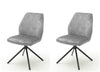 Set 2 scaune rotative tapitate cu stofa si picioare metalice, Ottawa Gri / Negru, l54xA64x89 cm