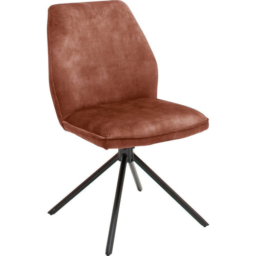 Set 2 scaune rotative tapitate cu stofa si picioare metalice, Ottawa Ruginiu / Negru, l54xA64x89 cm (1)