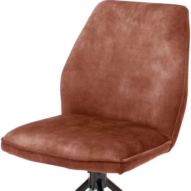 Set 2 scaune rotative tapitate cu stofa si picioare metalice, Ottawa Ruginiu / Negru, l54xA64x89 cm (2)
