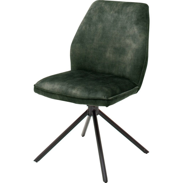 Set 2 scaune rotative tapitate cu stofa si picioare metalice, Ottawa Verde Olive / Negru, l54xA64x89 cm (2)