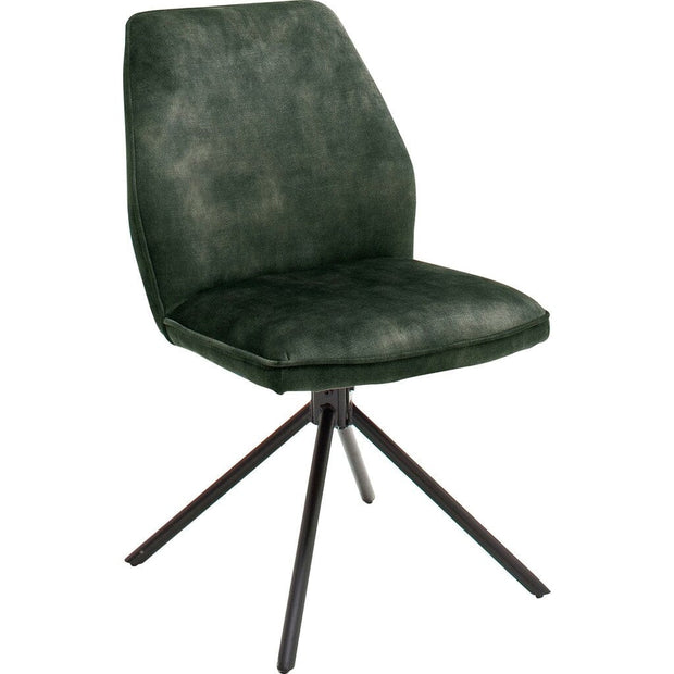 Set 2 scaune rotative tapitate cu stofa si picioare metalice, Ottawa Verde Olive / Negru, l54xA64x89 cm (3)