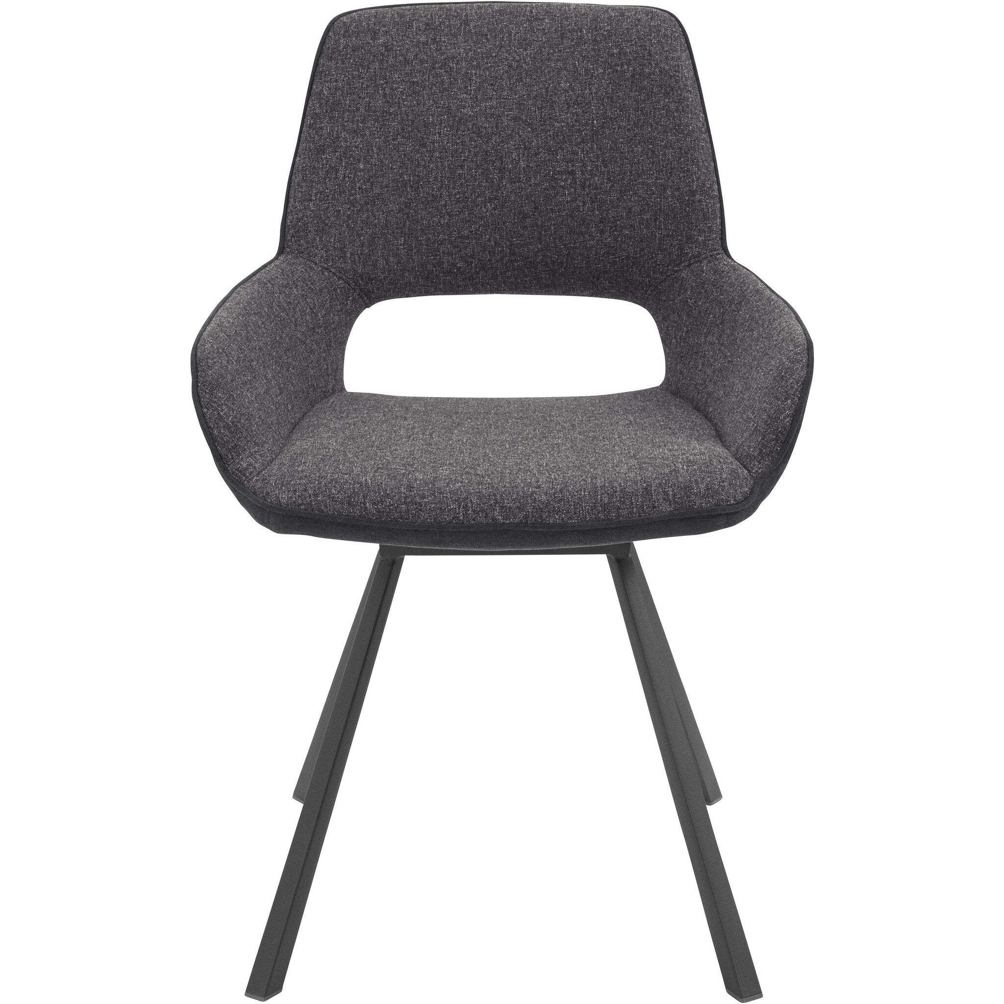 Set 2 scaune rotative tapitate cu stofa si picioare metalice, Parana II Antracit, l59xA63xH87 cm (7)
