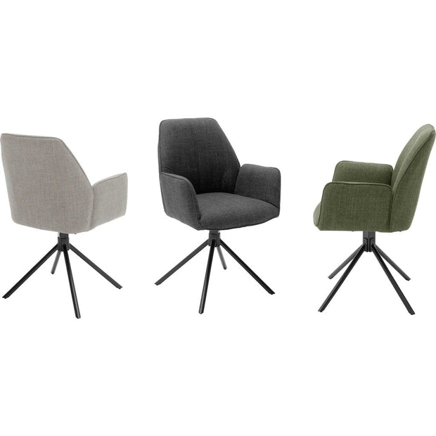 Set 2 scaune rotative tapitate cu stofa si picioare metalice, Pemba Plus Cappuccino / Negru, l59xA63x88 cm (2)