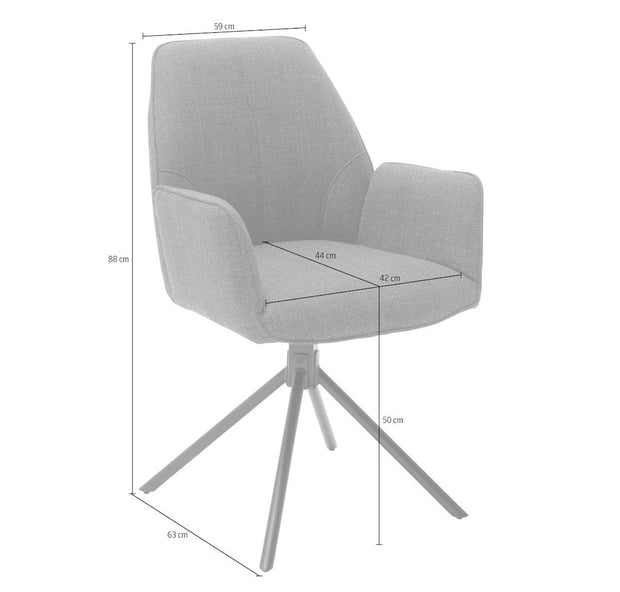 Set 2 scaune rotative tapitate cu stofa si picioare metalice, Pemba Plus Cappuccino / Negru, l59xA63x88 cm (3)