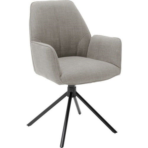 Set 2 scaune rotative tapitate cu stofa si picioare metalice, Pemba Plus Cappuccino / Negru, l59xA63x88 cm (1)
