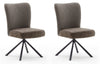 Set 2 scaune rotative tapitate cu stofa si picioare metalice, Santiago A, Cappuccino / Negru, l53xA64xH91 cm