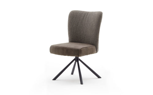 Set 2 scaune rotative tapitate cu stofa si picioare metalice, Santiago A, Cappuccino / Negru, l53xA64xH91 cm (1)