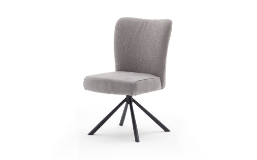 Set 2 scaune rotative tapitate cu stofa si picioare metalice, Santiago A, Gri / Negru, l53xA64xH91 cm (1)