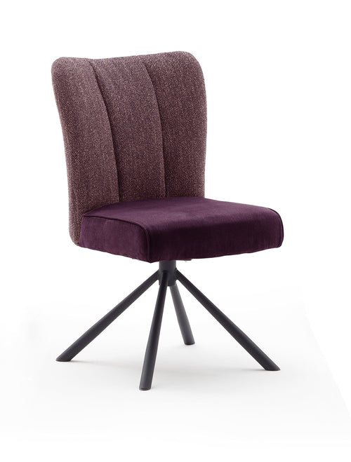 Set 2 scaune rotative tapitate cu stofa si picioare metalice, Santiago B, Burgundy / Negru, l53xA64xH91 cm (1)